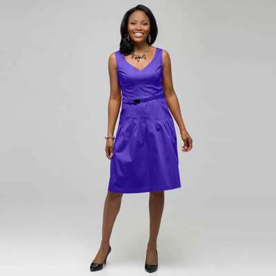 Belted Fit and Flare., Pansy, medium