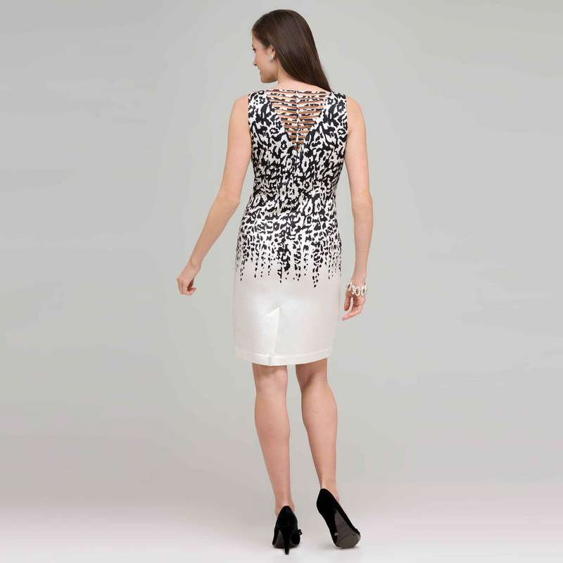 Floral Black and White Dress., , large