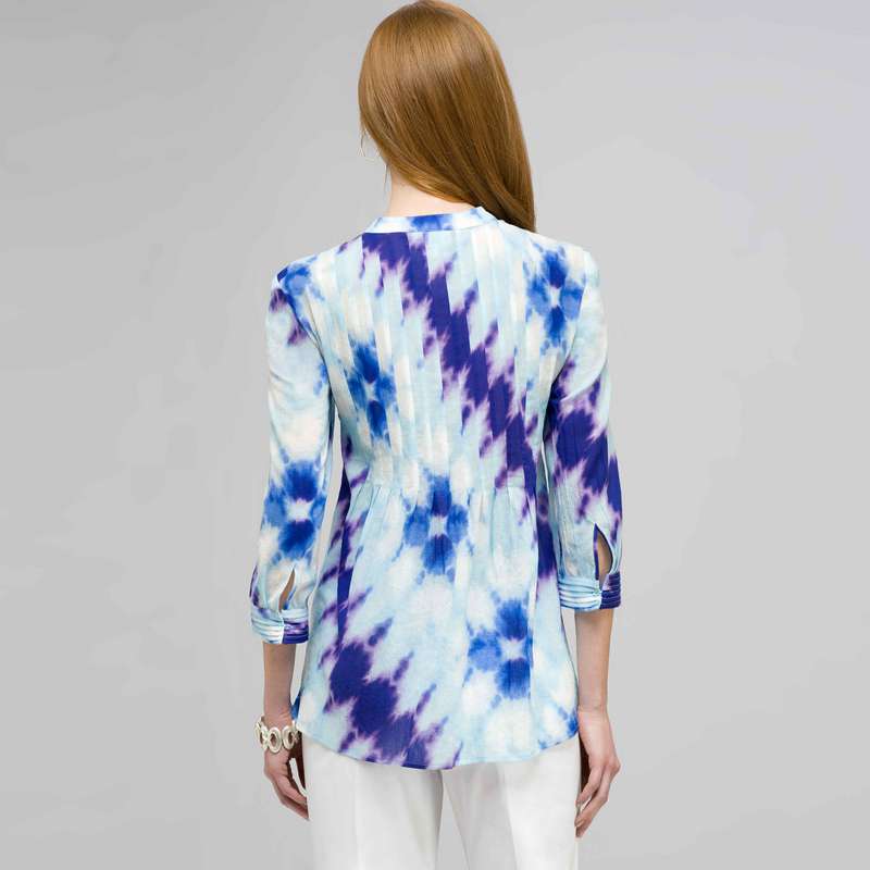 3/4 Sleeve Pleated Tunic, , large