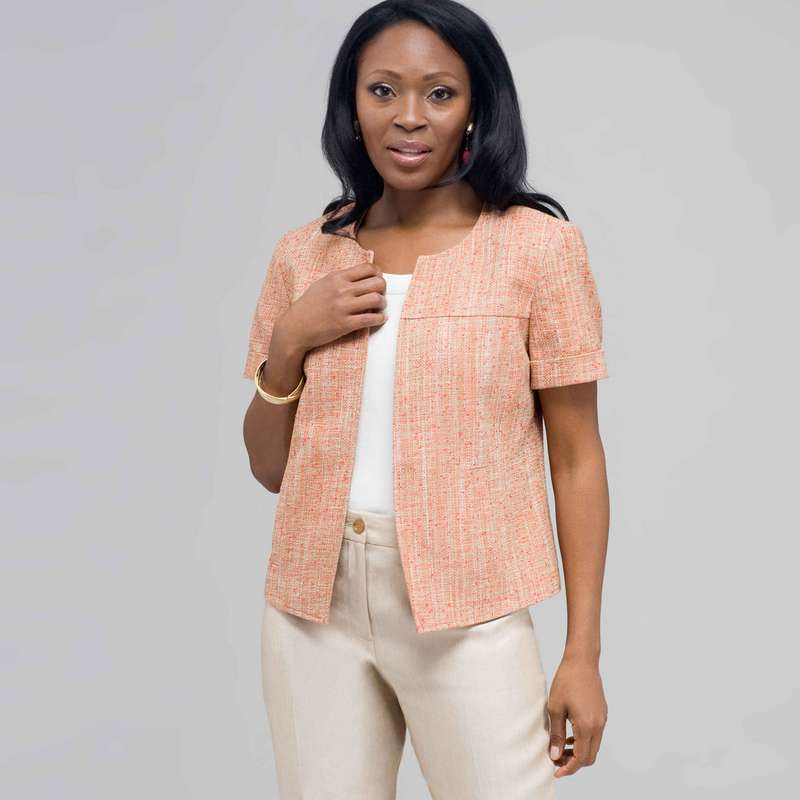 Tweed Short Sleeve Jacket., , large