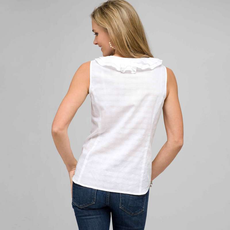 Sleeveless Ruffle Front Blouse, , large