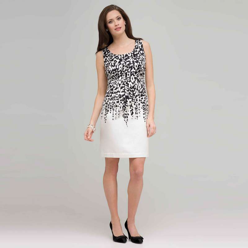 Floral Black and White Dress., , large