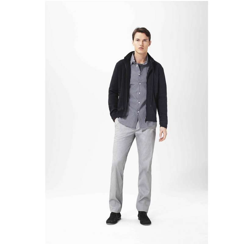 Straight Leg Trousers with Two Back Besom Pockets, , large