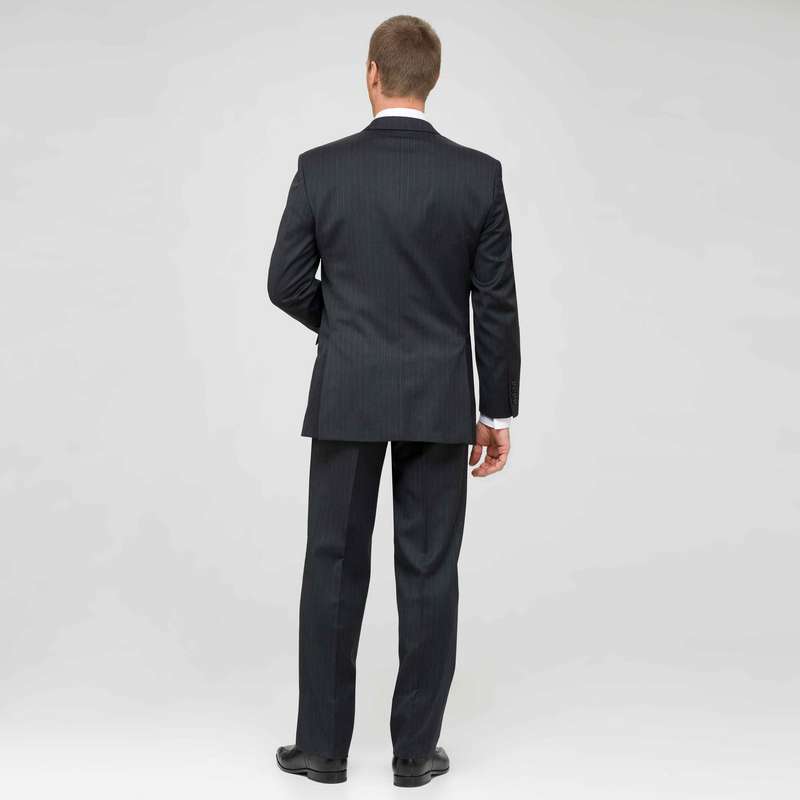 Charcoal Flat Front Athletic Fit Shadow Striped Wool Suit, , large