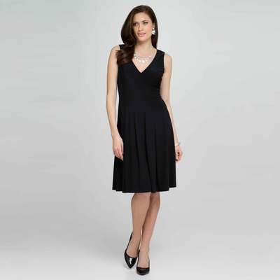 V-Neck Dress (Plus), Black, medium
